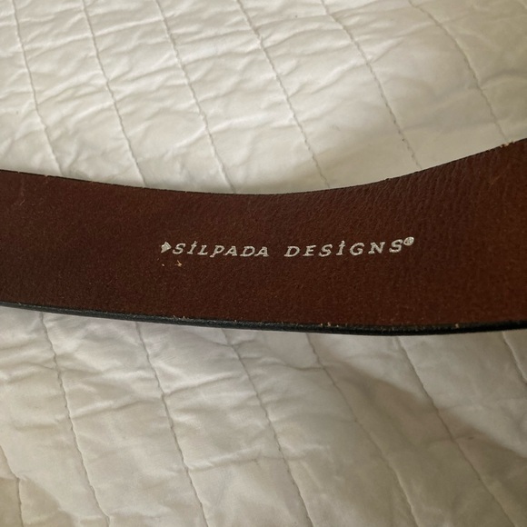 Silpada Designs Brown Genuine Leather Belt Silver Round Statement Buckle L - Picture 2 of 3